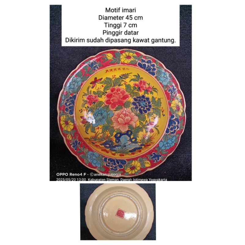 Diameter 40 cm an sampai 45 cm Piring keramik lukis motif imari immari,untuk dekorasi hiasan dinding