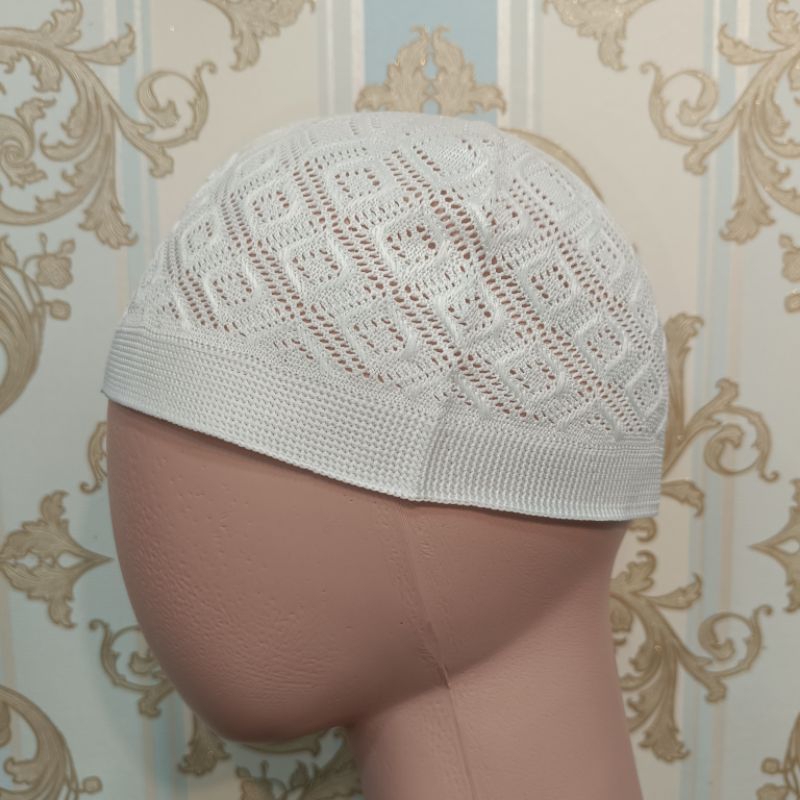 Peci Hijaz import Rajut Kopiah Putih