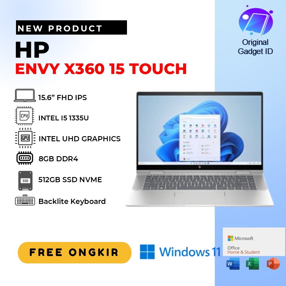 HP ENVY X360 15 TOUCH I5 1335 8GB 512GB SSD WIN11 15.6" FHD IPS