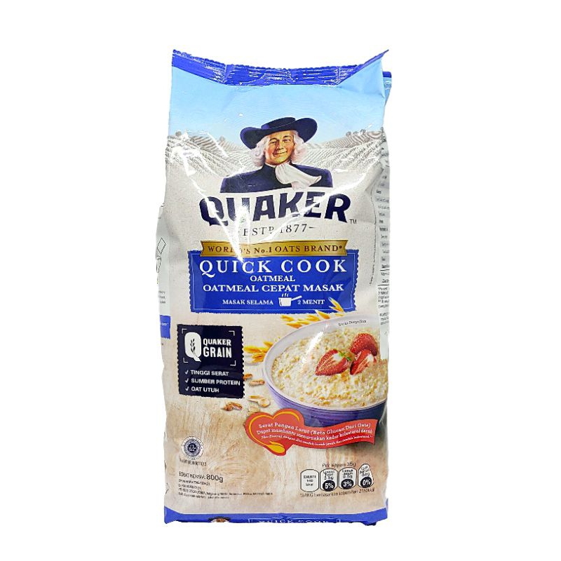 

Quaker Quick Cook Oatmeal 800gr – Oatmeal Sehat Cepat Masak, Tinggi Serat, Original USA