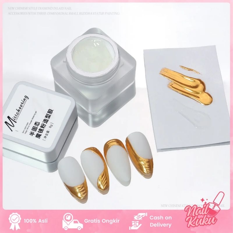 MISSCHEERING Magic Mirror Powder Molding Gel Glue for Chrome Nail Art