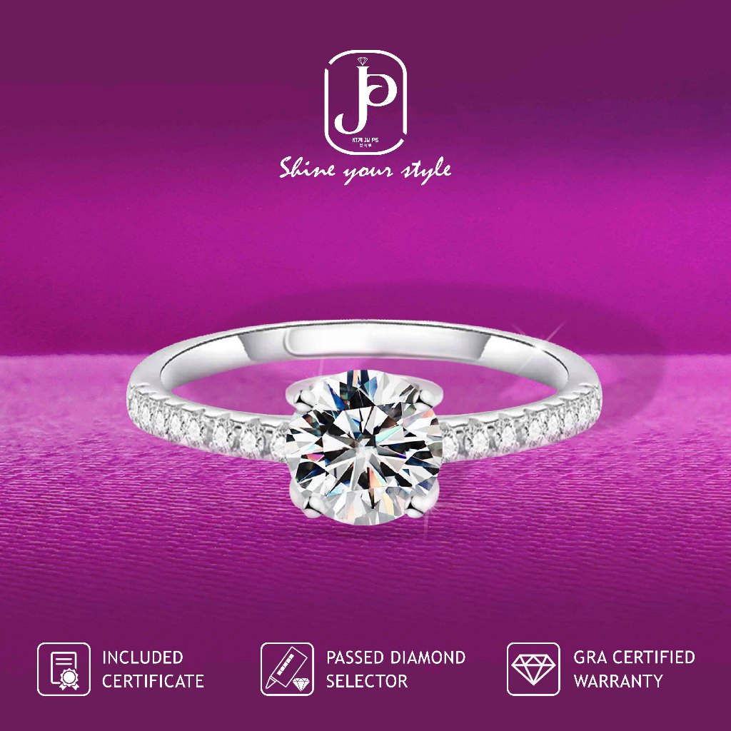 Kimjupe Cincin Wanita Diamond Moissanite Hazel 1CT Silver925 Gold Plated Cnm41