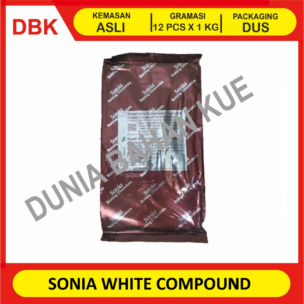 

SONIA WHITE CHOCOLATE COMPOUND 1 KG - 1 DUS 12 PCS / COKELAT BATANG PUTIH SONIA