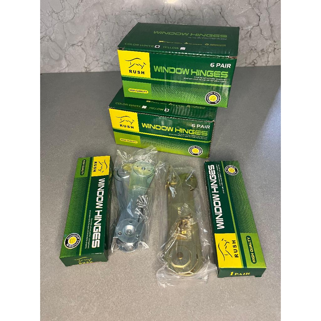 ENGSEL LIPAT SIKUTAN STAINLESS 9 INCH PUTIH & KUNING RUSH / ENGSEL SALON JENDELA RUSH / ENGSEL BUNTI