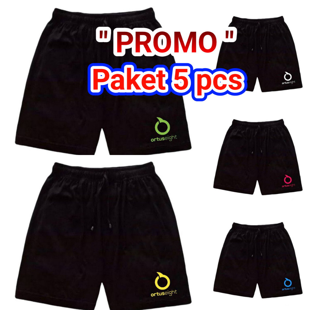 (Paket 10pcs) Celana pendek olahraga pria wanita dewasa jumbo ortus KAIN HITAM