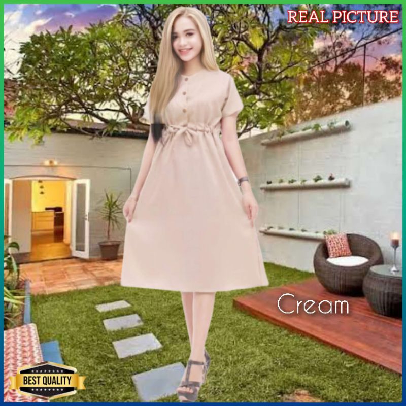 Dress Wanita Althaea Kondangan Elegan Cream