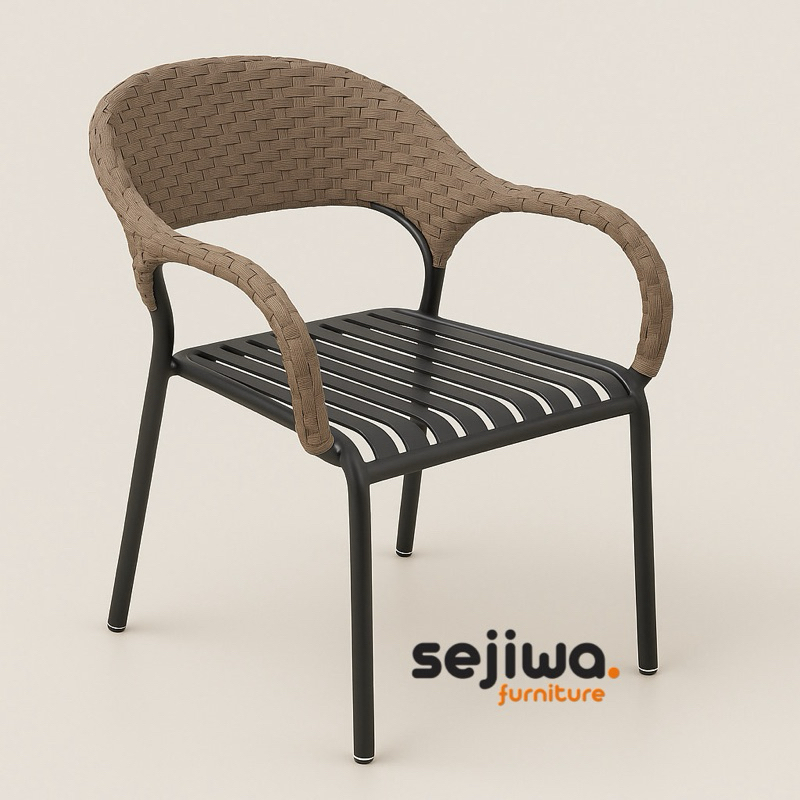 Kursi Cafe Outdoor Anyaman Tali Rope / Kursi Teras Anyaman / Kursi Resto Anyaman / Kursi Hotel Outdo