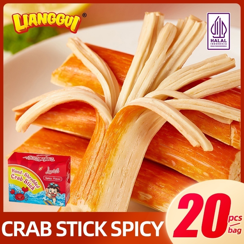 

READY STOCK Lianggui Crab Stick Snack Cemilan Siap Saji Barbecue/Spicy Flavor Box Isi 20Pcs Enak