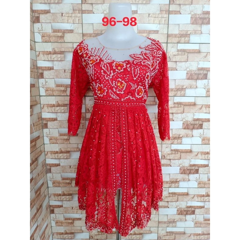 Kebaya semiprancis model artis warna merah bata ( tembaga )