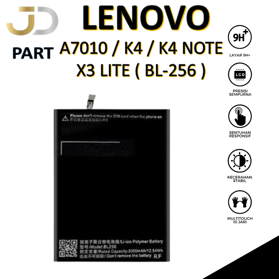 BATERAI LENOVO BL-256 Lenovo A7010 / K4 / K4 NOTE / X3 LIITE Batre Batrai Baterai ORIGINAL 100%