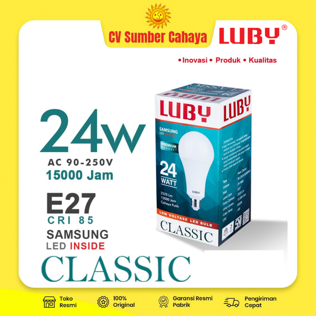 Luby Classic 24W Lampu Bohlam LED 24 Watt Bulb PUTIH