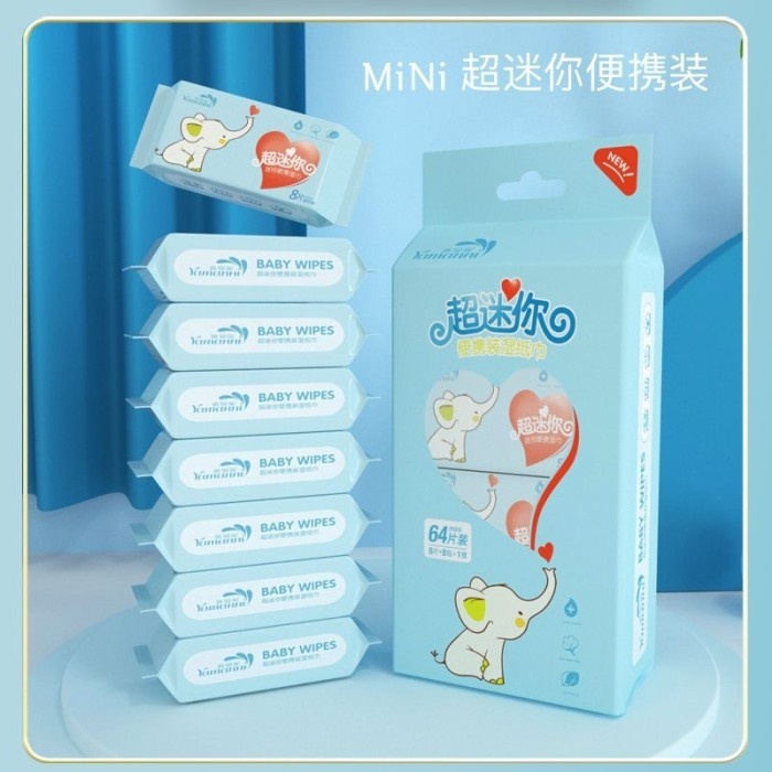 (HARGA 8 PCS)Tisu Basah Mini Karakter 1 Pack Isi 8 Pcs | Tisu Basah Travel Non Alkohol | Tisu Basah 