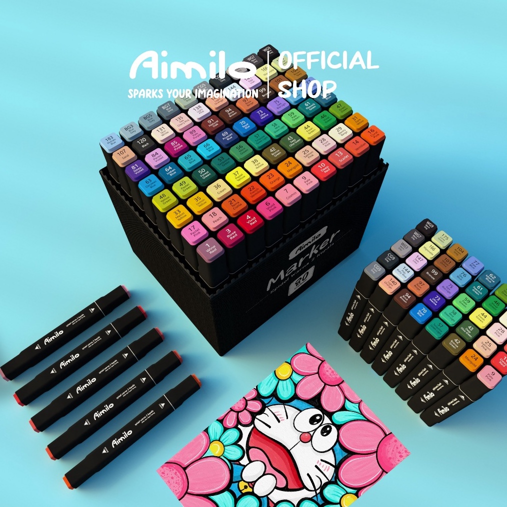 

KODE K47R READY Aimilo Spidol Warna Warni 1 Set Sketch Marker 2 Tip Touch Marker 4868 Warna