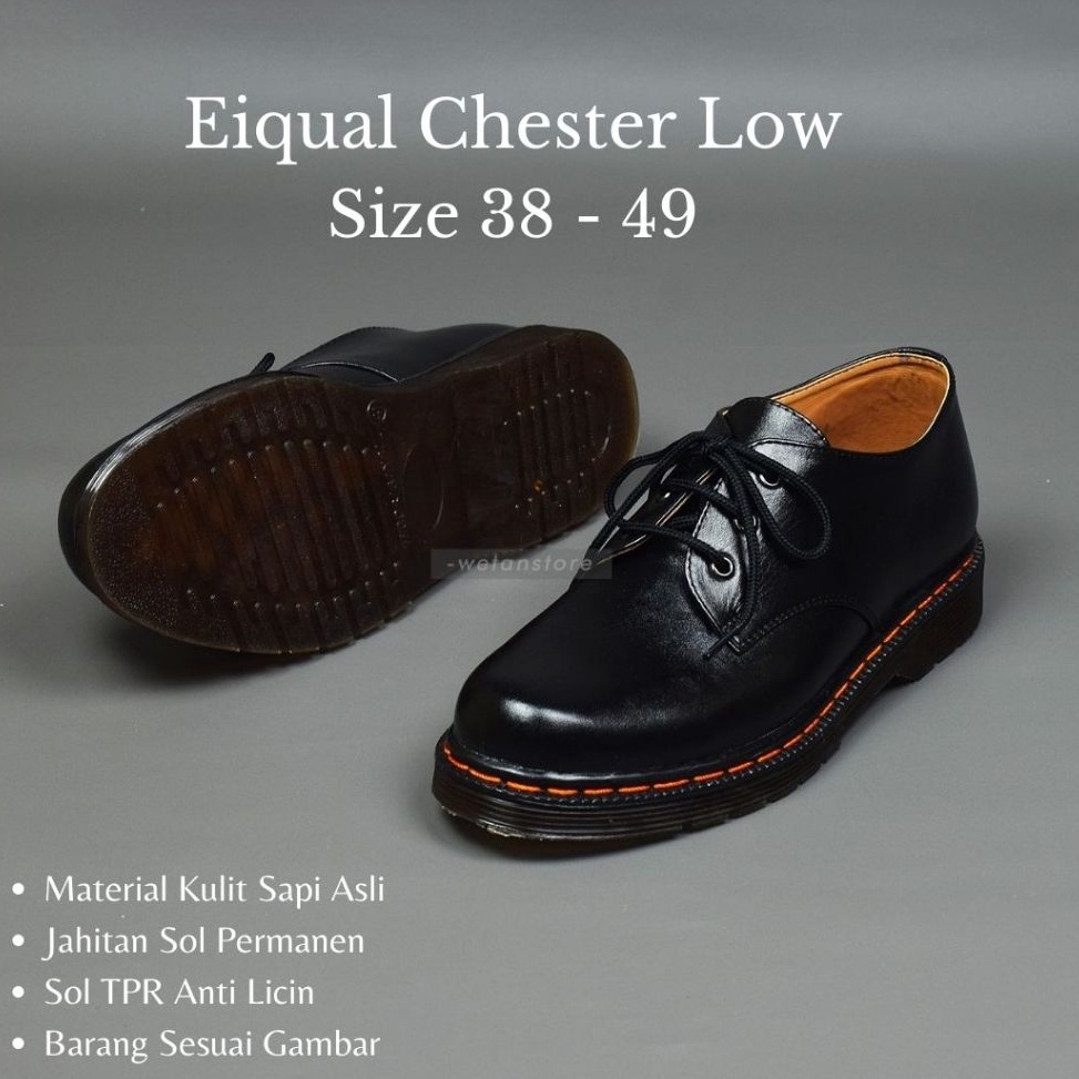 KODE I86U Sepatu Low Boots Pria Kulit Asli 3 Holes Boots Klasik Pendek Kerja Casual  Eiqual Chester 