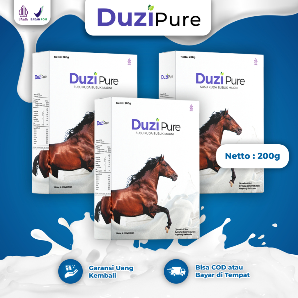 

DuziPure II Susu Kuda Sumbawa Bubuk 100% Original atasi masalah sendi dan tulang II 600gram