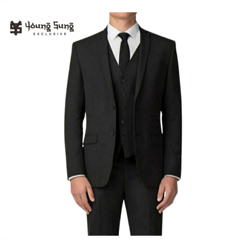 Setelan Jas Wisuda Pria Hitam Lengkap 5in1 Model Slim Fit AnakMuda Celana Formal Rompi Executive