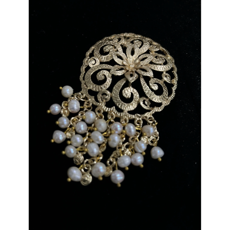 Kenanga Premium Medium Brooch - Bros Kebaya | Bros Etnik | Bros Tembaga Lapis Emas