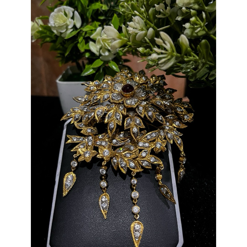 Kamara Premium Large Brooch - Bros Kebaya | Bros Etnik | Bros Tembaga Lapis Emas