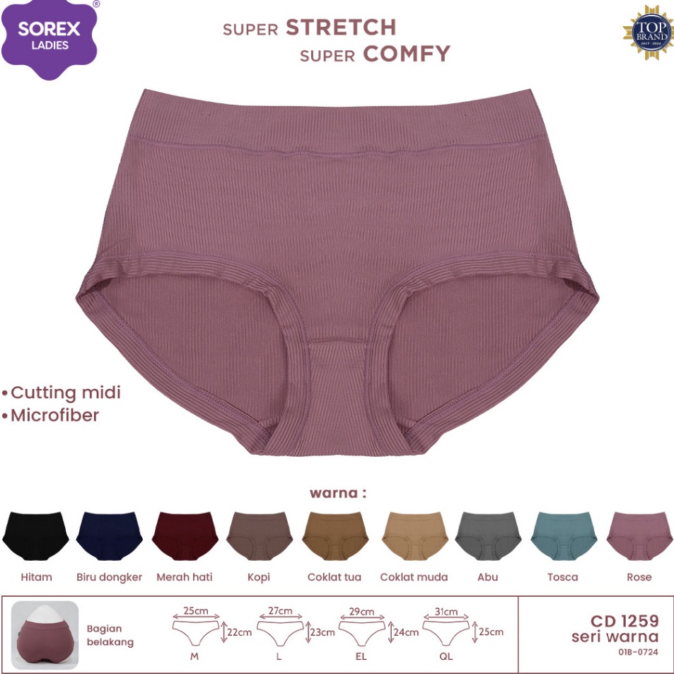 Sorex CD Basic Midi Wanita Super Stretch Warna Warni CD 1259