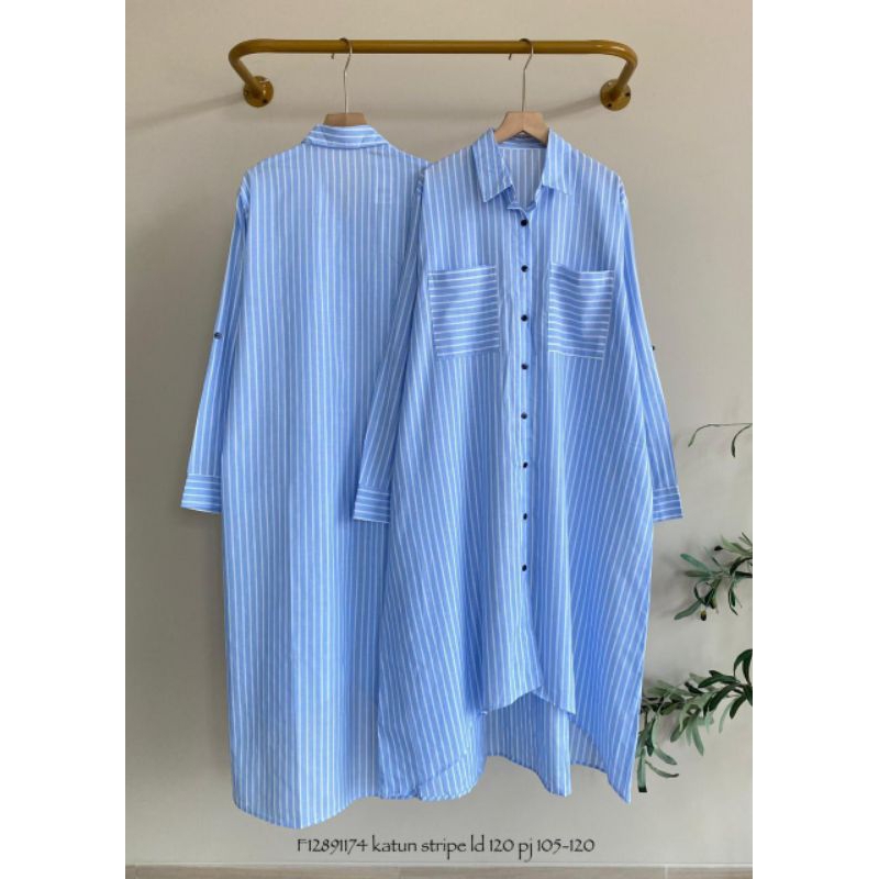 Baju Atasan Tunik Katun Stripe LD 120 Wanita / Fashion Blouse Cewek Terbaru / Pakaian Jumbo Cewek / 