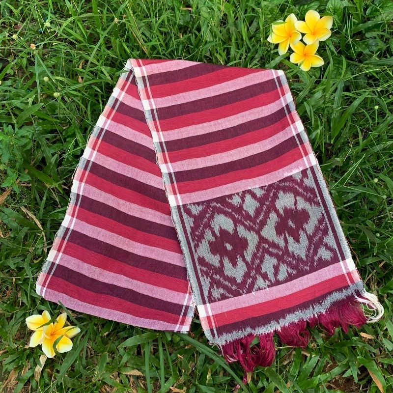 Selendang Pledon Original/ Pepledoan/ Pledoan Selendang Garis Klasik Tenun Gringsing Bali/ Semi Grin