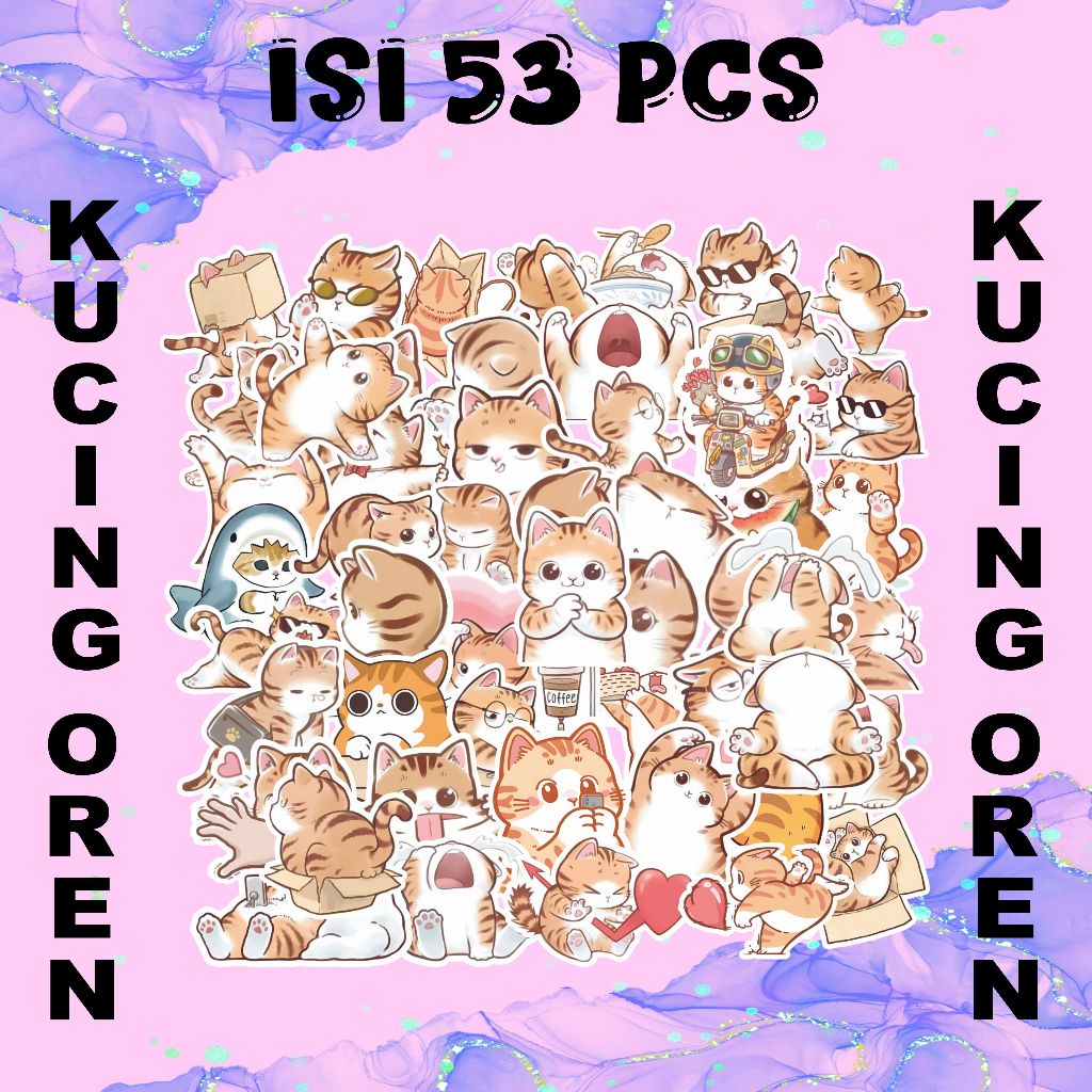 

STIKER VINYL KUCING OREN 53 PCS | DESAIN IMUT & BERVARIASI | STIKER KREATIF UNTUK DEKORASI CASE, BINDER, DLL