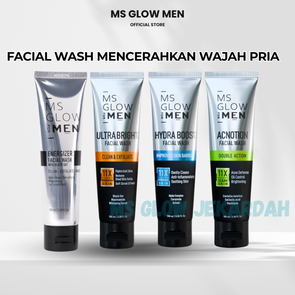 MS GLOW FOR MEN FACIALWASH - Sabun Pembersih Wajah Ms Glow Men 100ml - Masker Wajah Pria 3in1