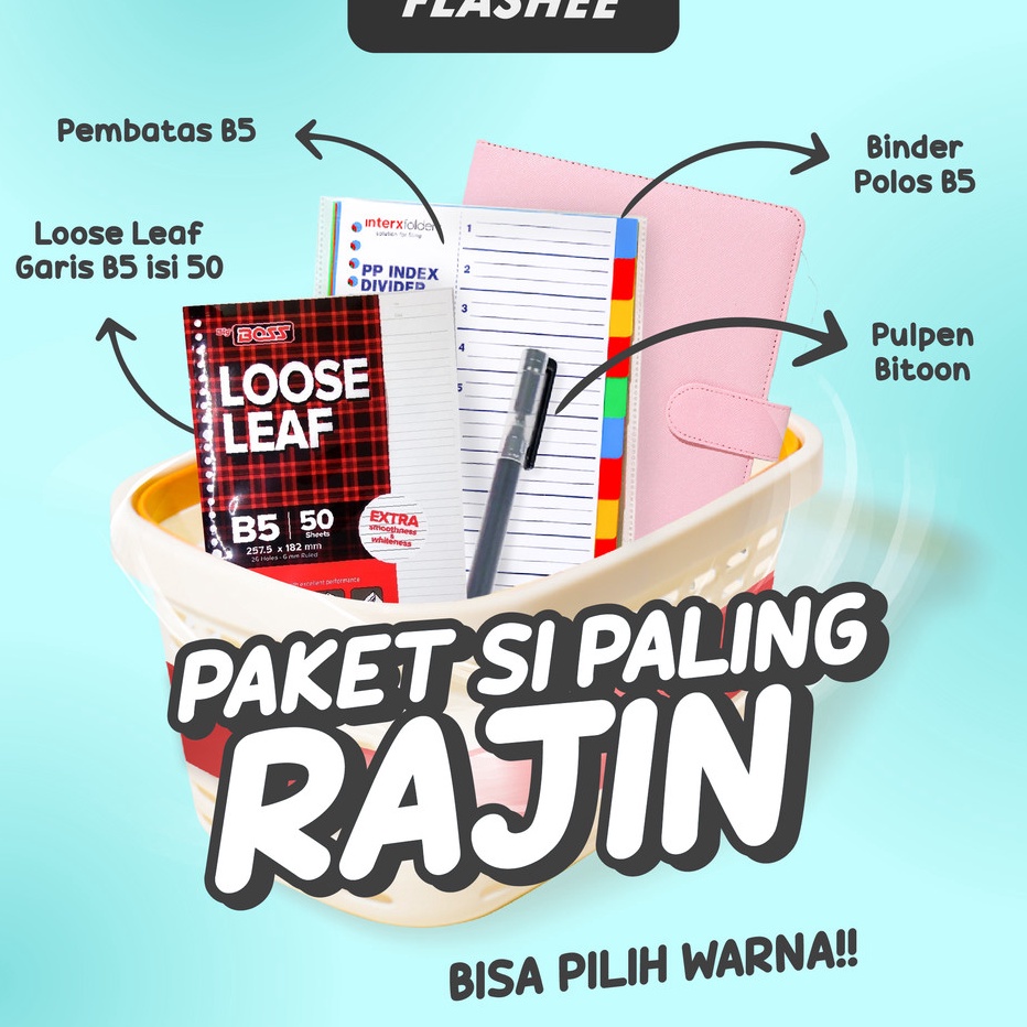 

Promo Flashee Paket Binder B5 Ring 26 Set 4in1 Sudah Termasuk Kertas Untuk Sekolah Dan Kuliah