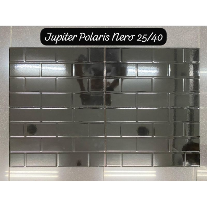 Keramik Dinding 25x40 Motif Bata Hitam - Jupiter Polaris Nero
