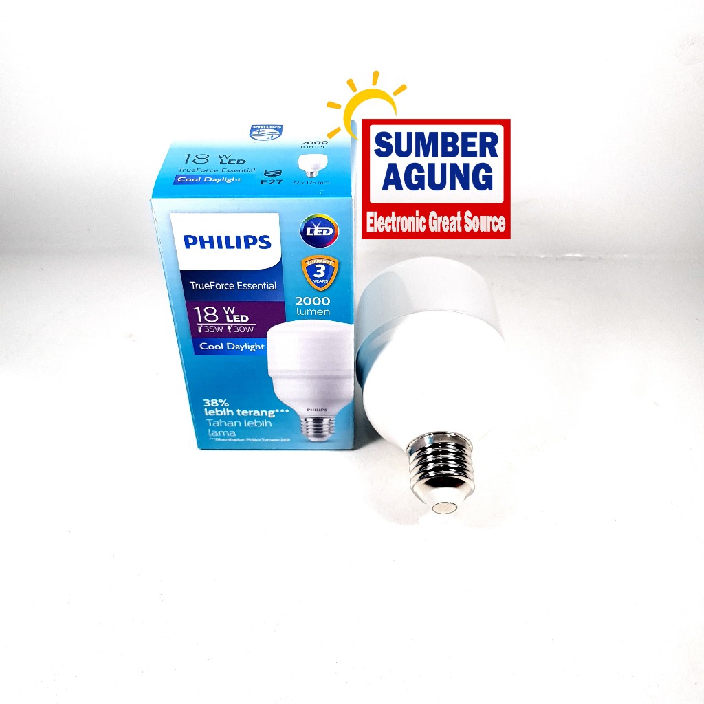 Philips Lampu LED TrueForce Esential 18W Cool Daylight Cahaya Putih 18 Watt Original 2000Lumen