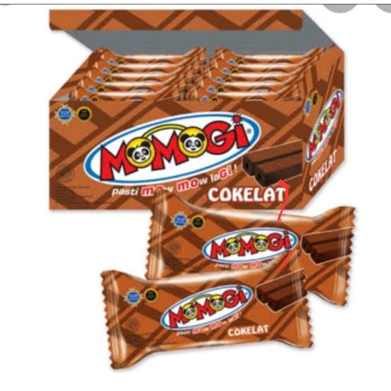 

MOMOGI STICK Cokelat Makanan Ringan - 20 Pcs x 6 Gr / Dus / Snack Momogi