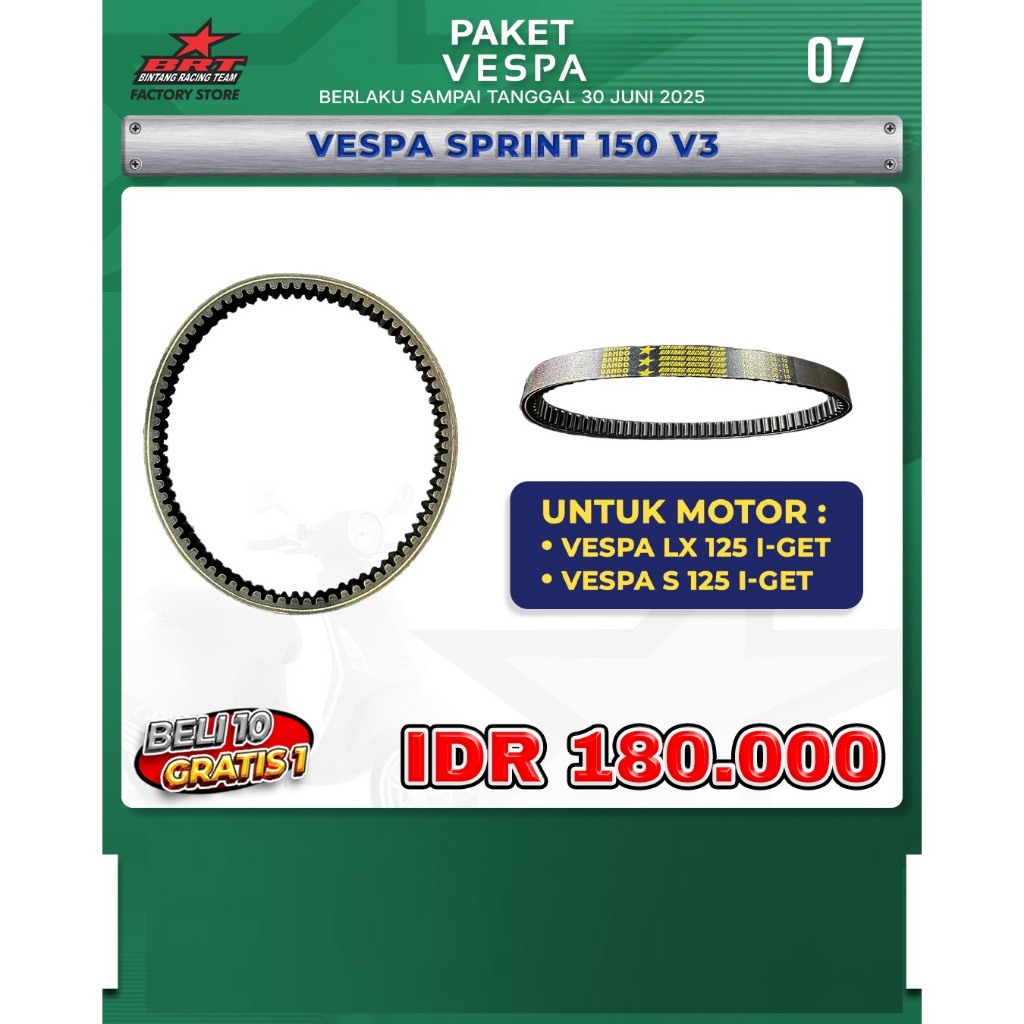 RACING BELT BRT - VESPA LX 125 I-GET/VESPA S 125 I-GET/VESPA SPRINT 150 I-GET/VESPA PRIMAVERA 150 I-