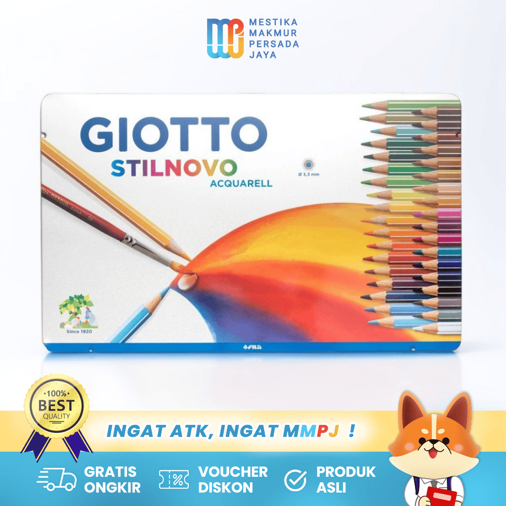 

Giotto Pensil Warna Stilnovo Acquarell - 36 Warna Metal Box 256400