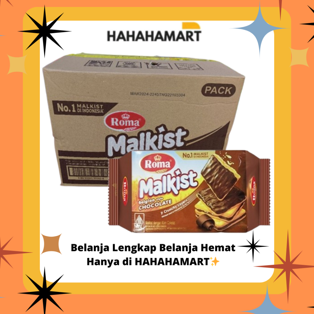 

Roma Malkist Belgian Chocolate 90gr Harga Karton Isi 30 Pcs