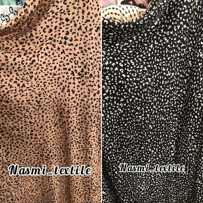 kain katun rayon viscose premium motif leopard terbaru (0,5meter)