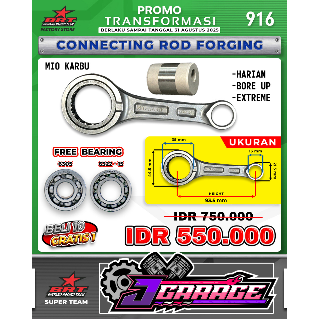 STANG SEHER MIO SPORTY - CONROD CONNECTING ROD / STANG PISTON PIN 15 - MIO OLD / MIO SOUL / MIO SPOR