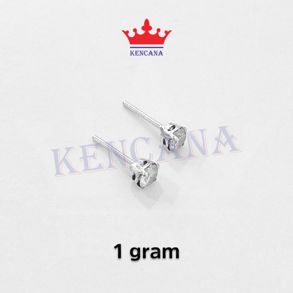 Anting Giwang Tusuk Permata Putih Wanita Pria Anak Dewasa Perak Asli Silver 925 Chrome Emas Putih