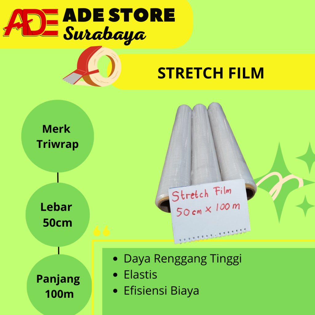 Stretch Film/Wrapping Ukuran 50cm x 100m POLOS