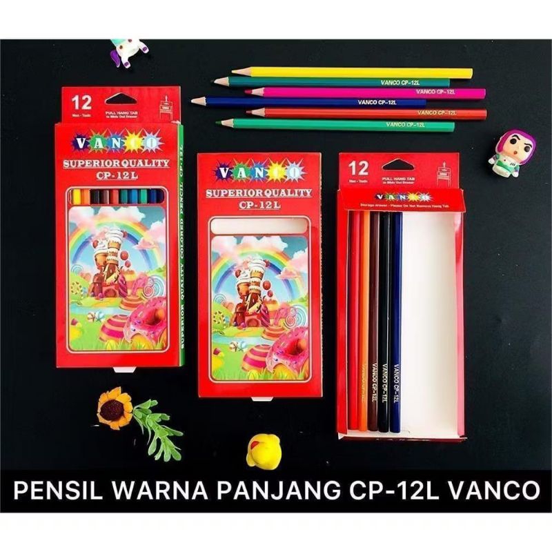

(1 SET) Pensil Warna Murah / Pensil Gambar / Color Pencil VANCO Panjang 12 Warna