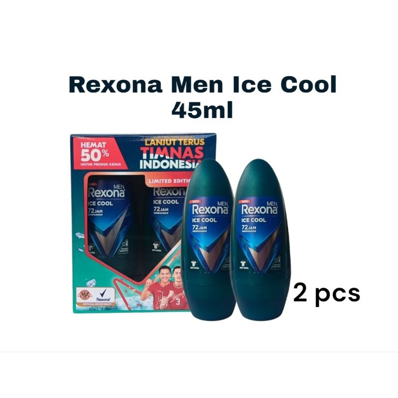 ( 2  botol ) Rexona Deodorant Roll On Ice Cool 45 ml
