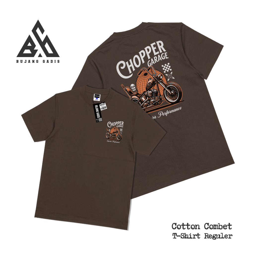BG Bujang Gadis Baju Kaos Distro Pria Warna Coklat Motif Chopper Terbaru Katun Combed 30s