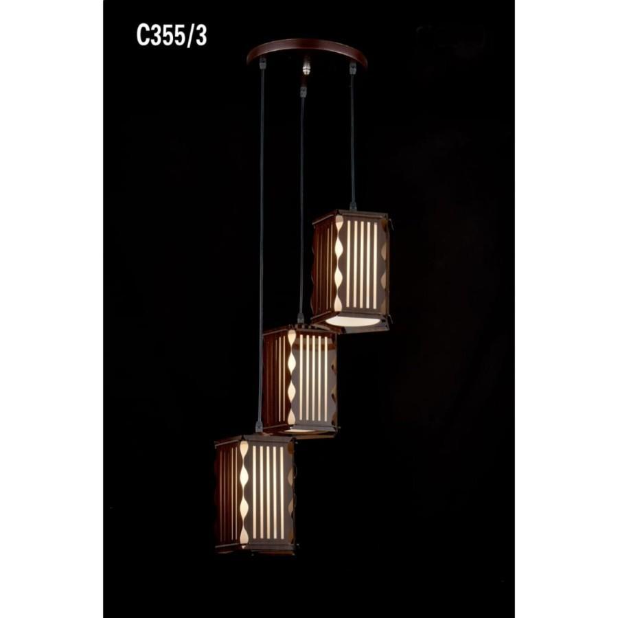 SL355-3R LAMPU GANTUNG HIAS KAYU MINIMALIS MODERN KLASIK TERAS CAFE KAFE RESTORAN RUANG TAMU DEKORAS