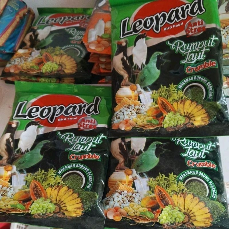 Leopard hijau rumput laut crumble Voer burung seaweed bentuk kasar