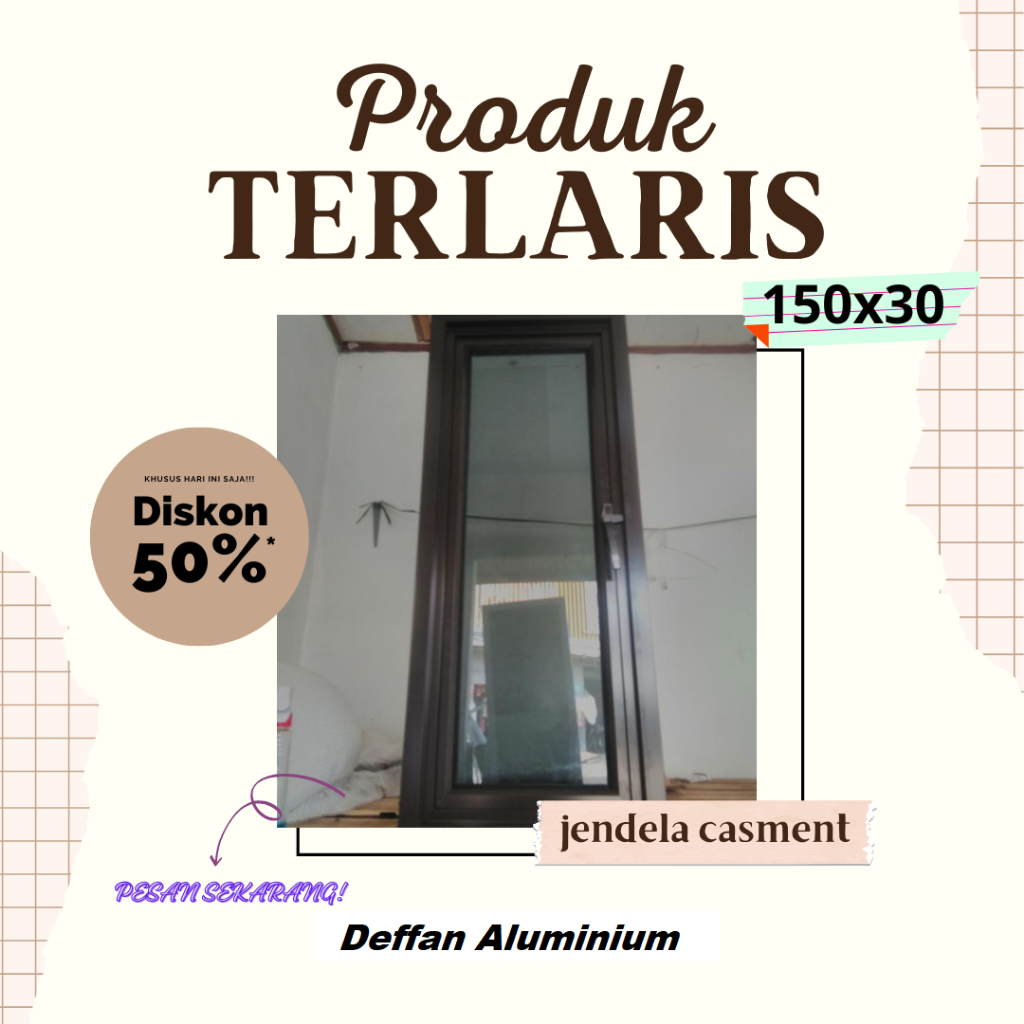 kusen jendela aluminium 150x30