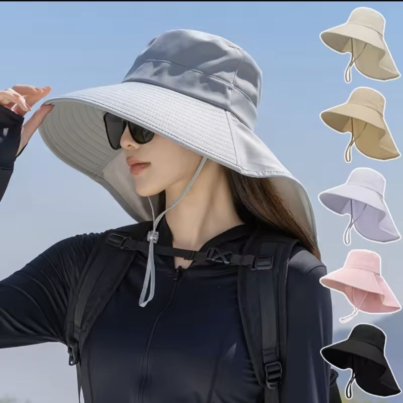 JF COLLECTION Topi Visor Lipat Wanita Anti UV Lebar Belakang Simple