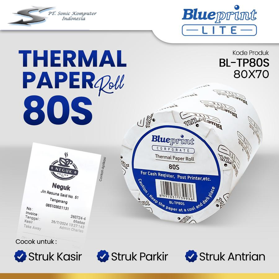 

Kertas Thermal Blueprint Lite 80x70 Kertas Struk Kasir Nota 80x70mm
