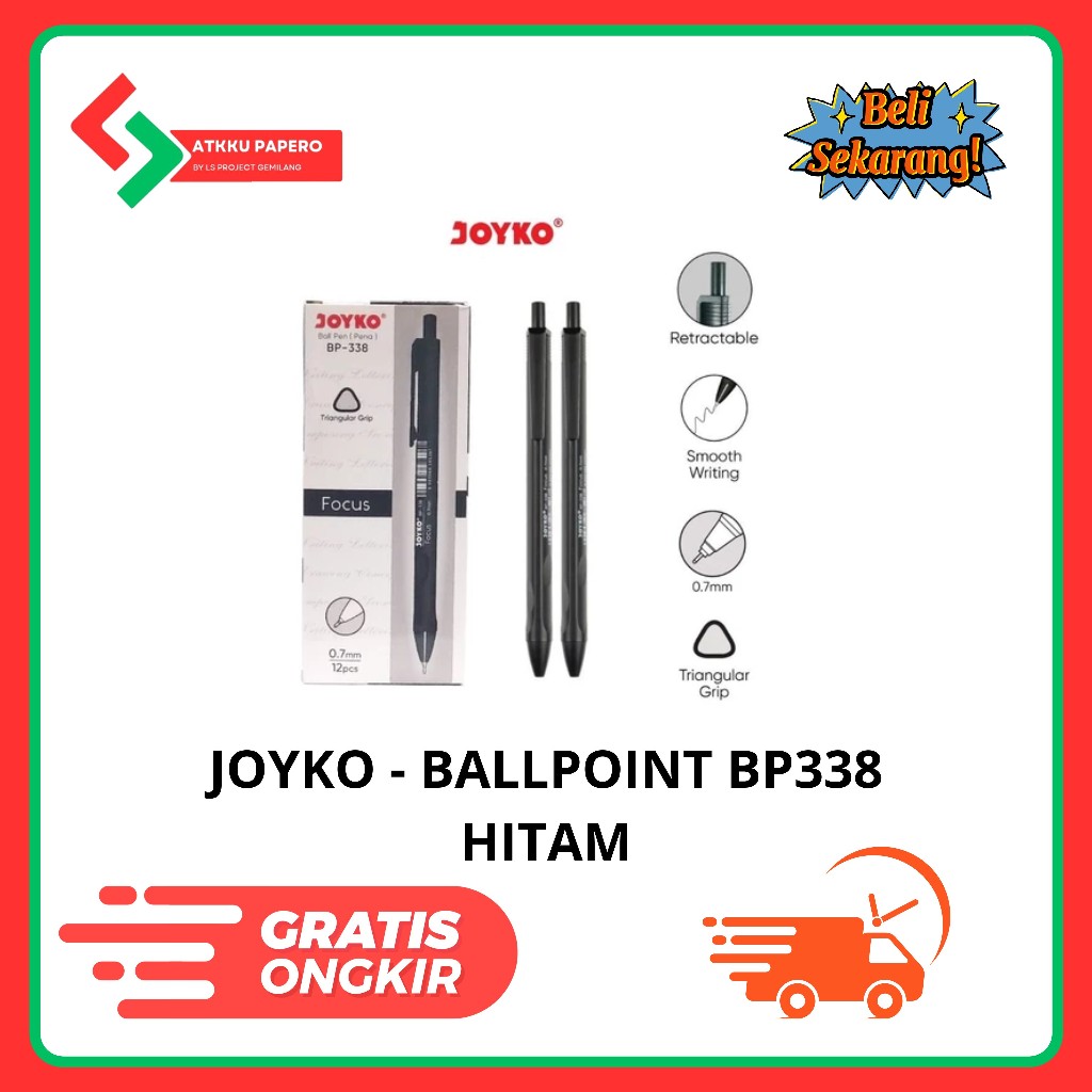 

PULPEN BP-338 JOYKO HITAM, BIRU, MERAH(WARNA MOHON CANTUMKAN DI CATATAN)
