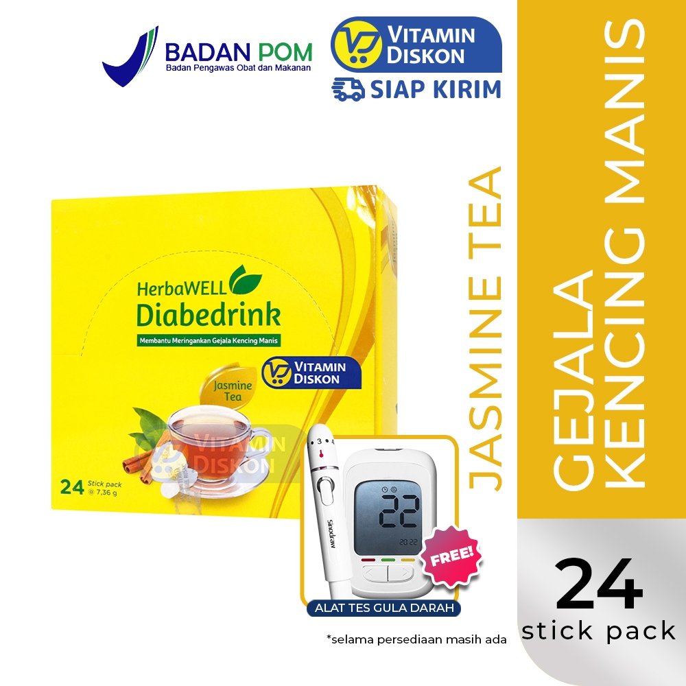HERBAWELL DIABEDRINK JASMINE TEA POWDER DRINK STICKPACK ISI 24 PCS | Minuman Herbal Diabetes