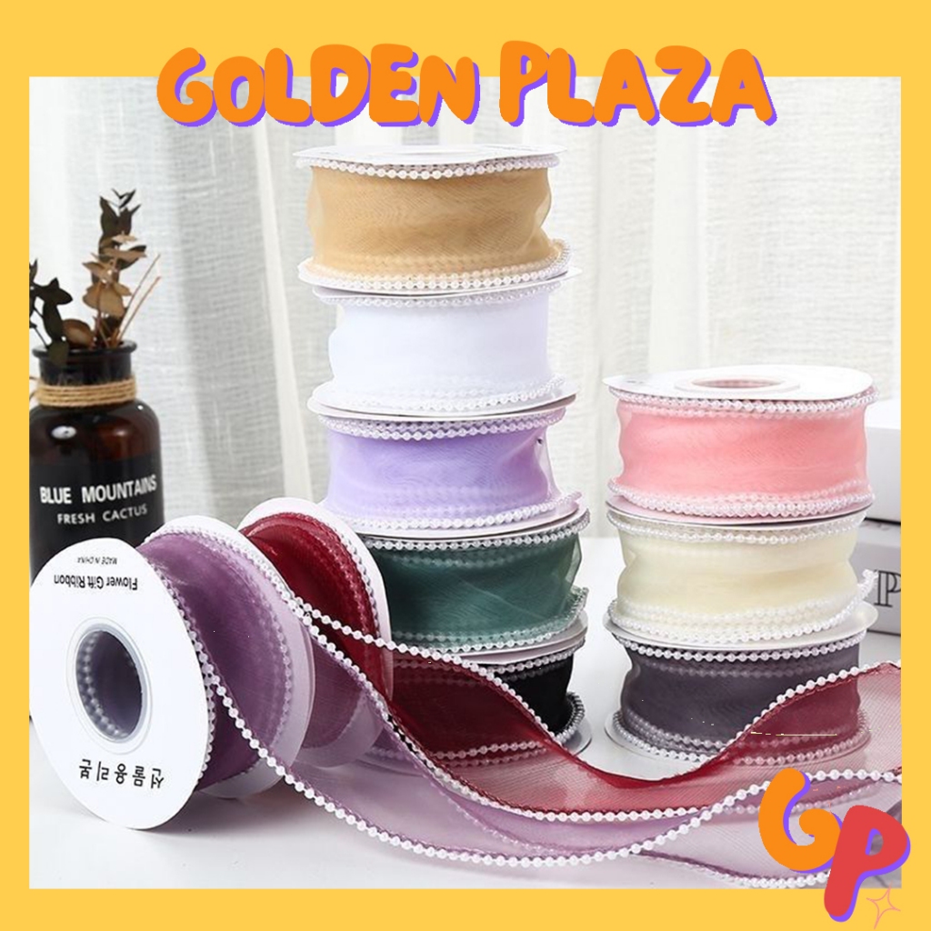 

(ROLL) Pita Hias Pearl Korean Ribbon Pearl Pita Motif Pita Buket Bunga Pita Kado Buket PT12