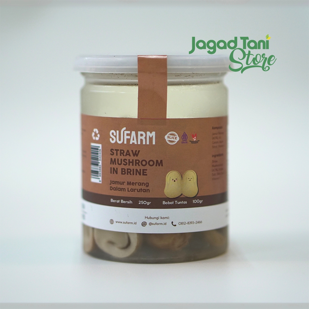 

SUFARM [JAR] Jamur Merang Larutan (Iris) 250 Gr - Sliced Straw Mushroom In Brine 250 Gr Kemasan JAR